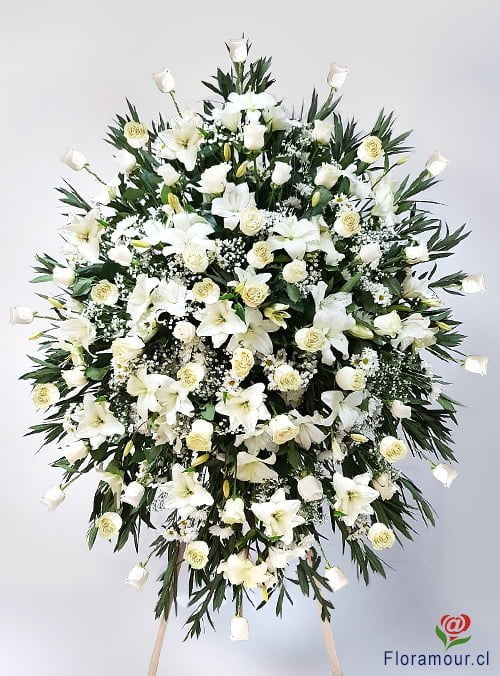 ovalo de Flores para Funerales Condolencias y Ceremonias Religiosas Montada en Atril