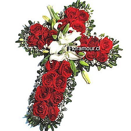 Ofrenda de rosas para dar las condolenias en un funeral