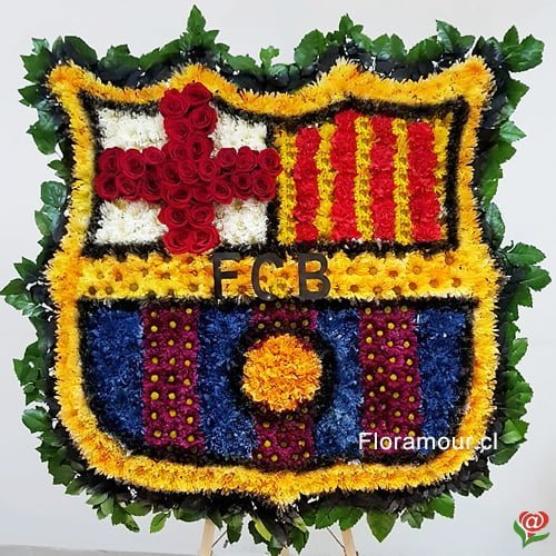 Corona de Flores para Funerales Condolencias y Ceremonias Religiosas  Montada en Atril con bordado de flores naturales