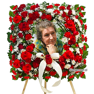 Corona de Flores para Funerales Condolencias y Ceremonias Religiosas Montada en Atril con logo de empresa institución o foto de difunto