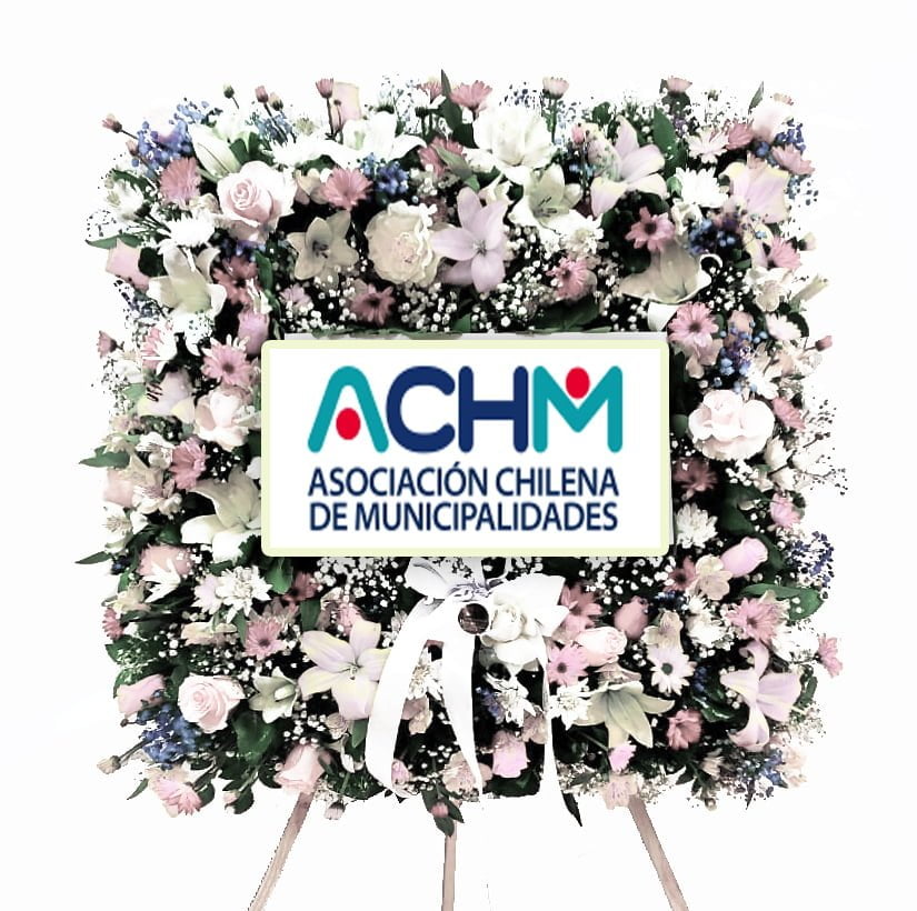 Corona de Flores para Funerales Condolencias y Ceremonias Religiosas Montada en Atril con logo de empresa institución o foto de difunto