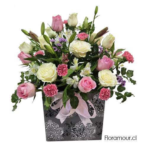 hermosa caja grande de rosas premium