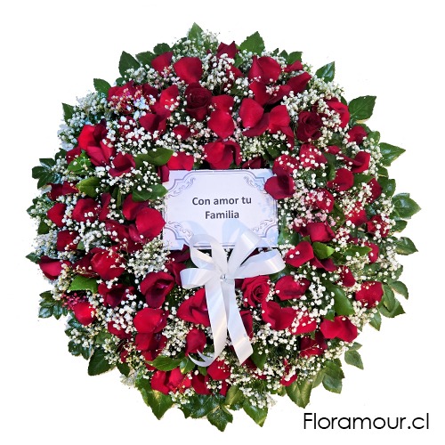 corona de bellos petalos de rosas para funeral